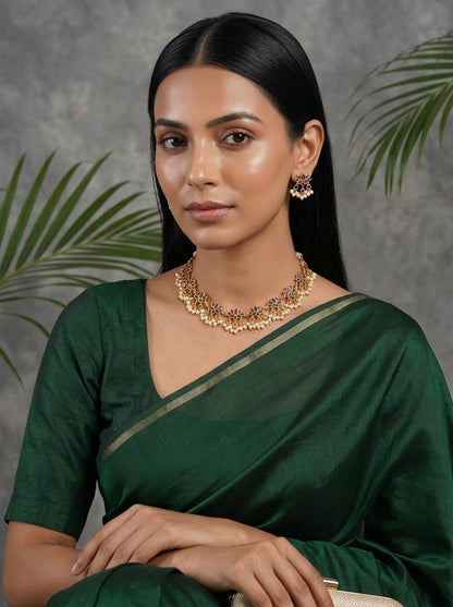 Antique Gold-Plated Lotus Concept Choker Set