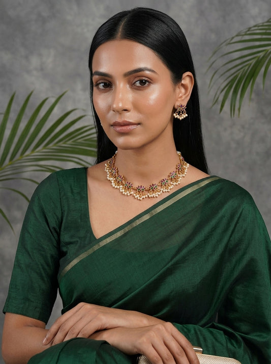 Antique Gold-Plated Lotus Concept Choker Set
