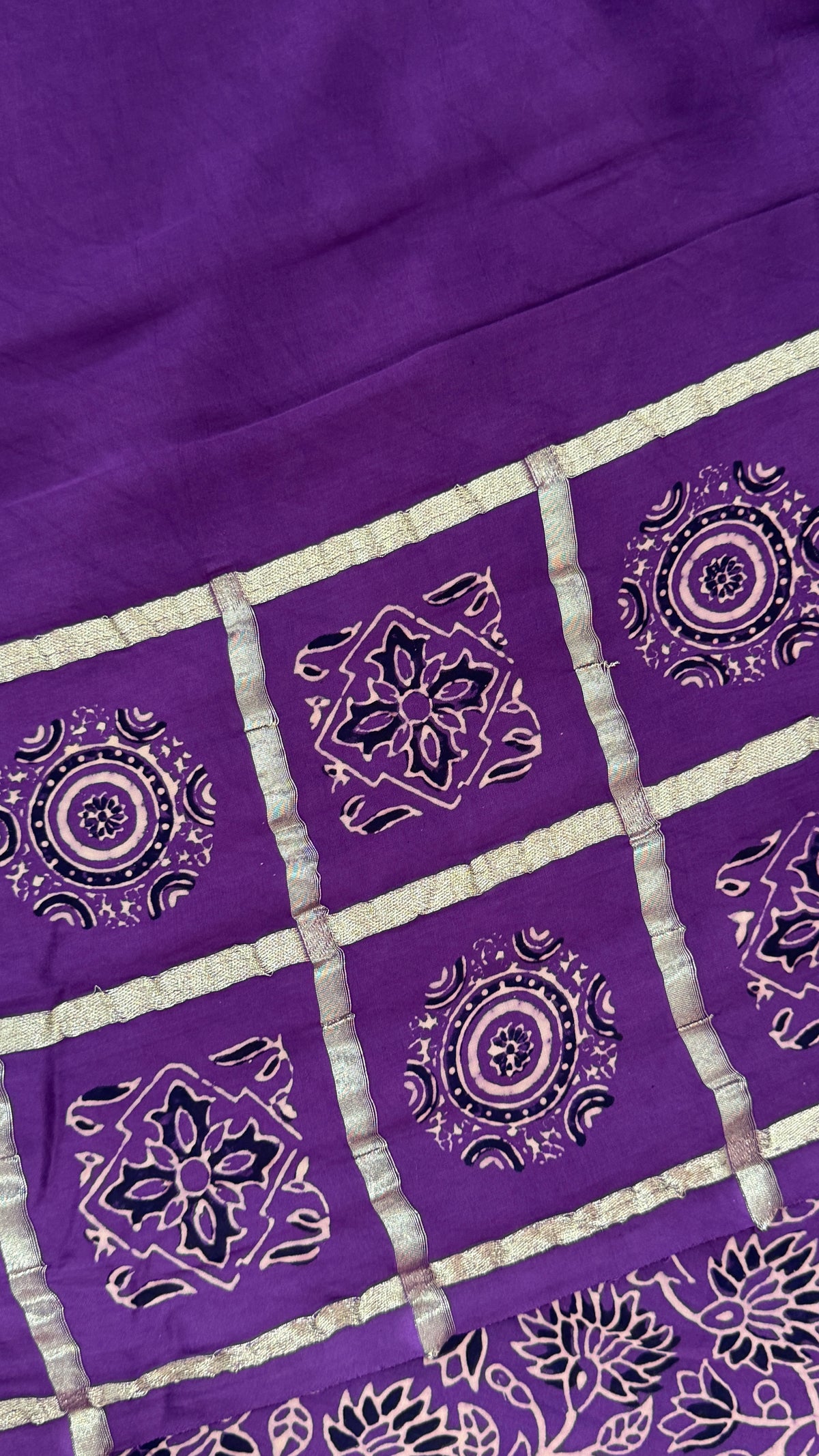 Pure Modal Silk Saree with Bandhej | Ajrakh Pallu & Blouse – Dusty Purple