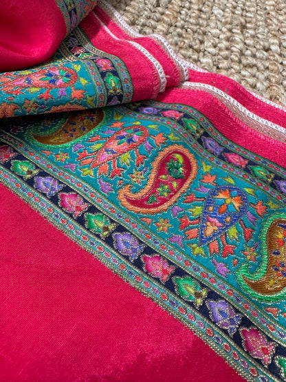 Kashmiri Pashmina Kani Silk Saree – Pink