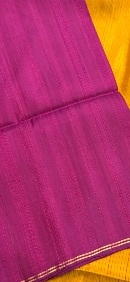 Pure Handloom Soft Silk saree - Magenta Pink & Mustard|Silk Mark Certified