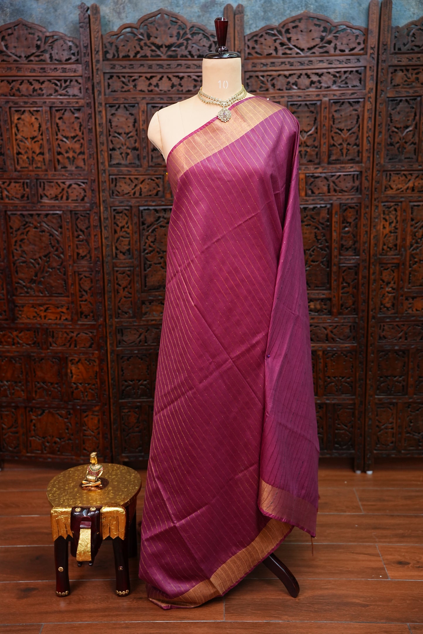 Semi Tussar Staple Saree – Deep Wine