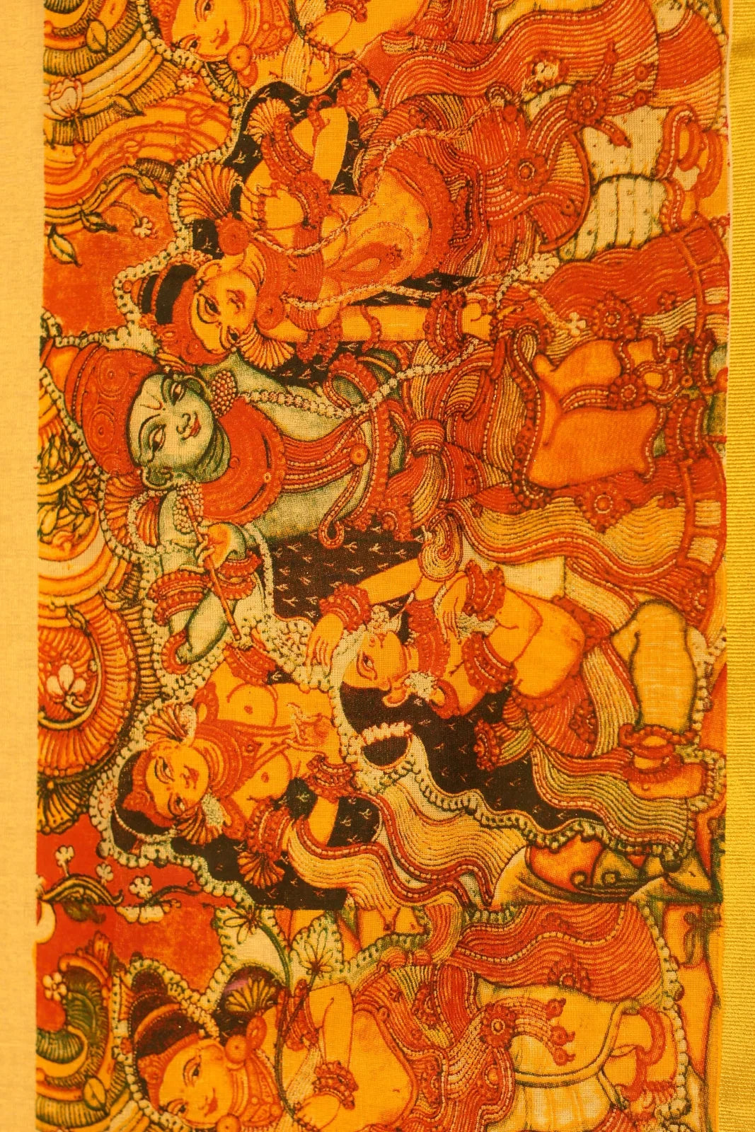 Onam Tissue Silk Saree with Temple Painting in Print