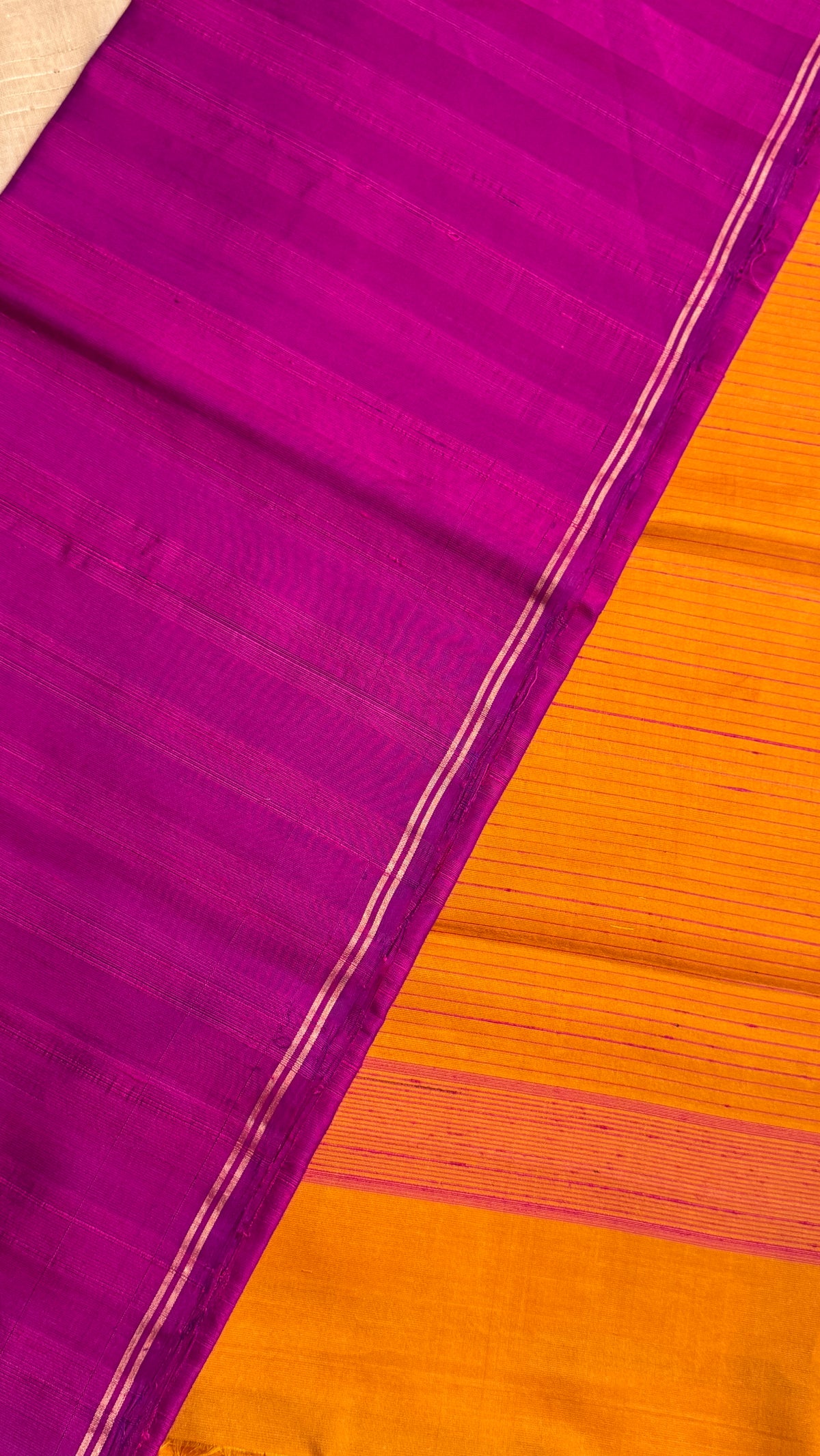 Pure Handloom Soft Silk saree - Magenta Pink & Mustard|Silk Mark Certified