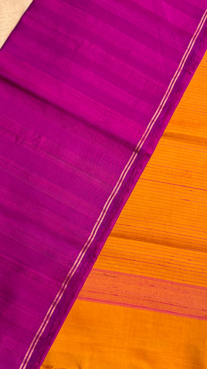 Pure Handloom Soft Silk saree - Magenta Pink & Mustard|Silk Mark Certified