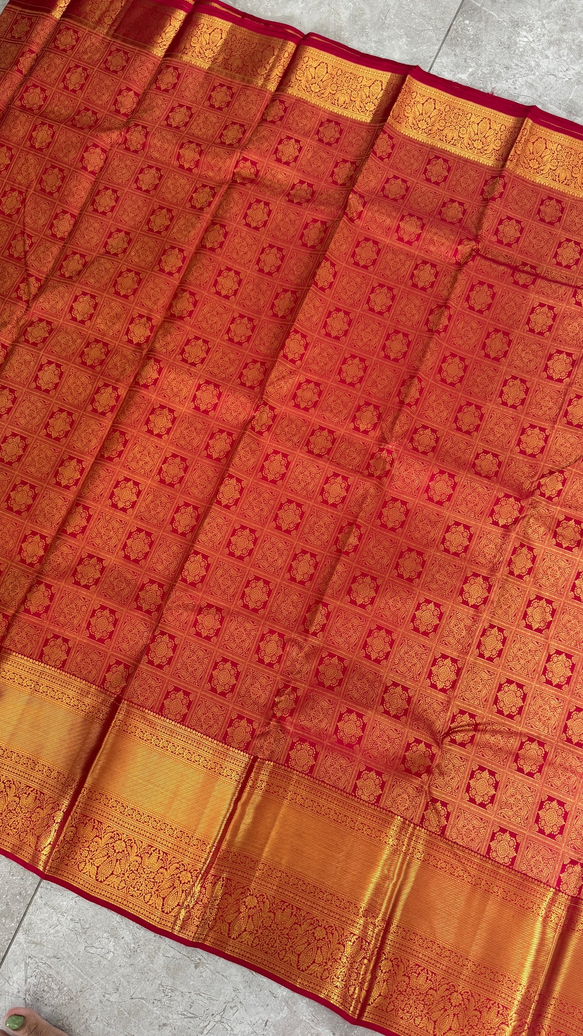 Bridal Red Pure Kanchivaram Silk Saree with Rich Gold Zari Border|Silk Mark Certified