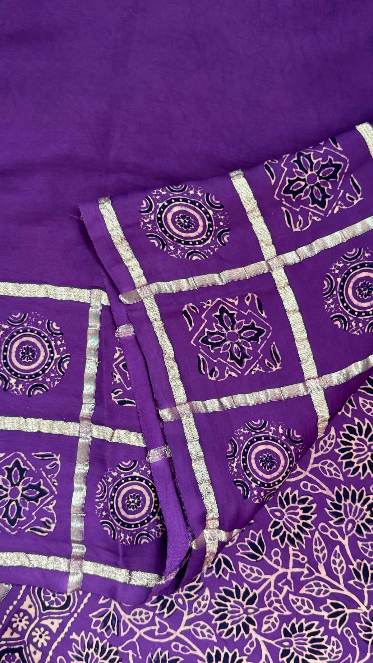 Pure Modal Silk Saree with Bandhej | Ajrakh Pallu & Blouse – Dusty Purple
