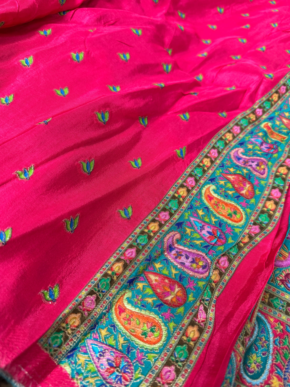 Kashmiri Pashmina Kani Silk Saree – Teal Blue