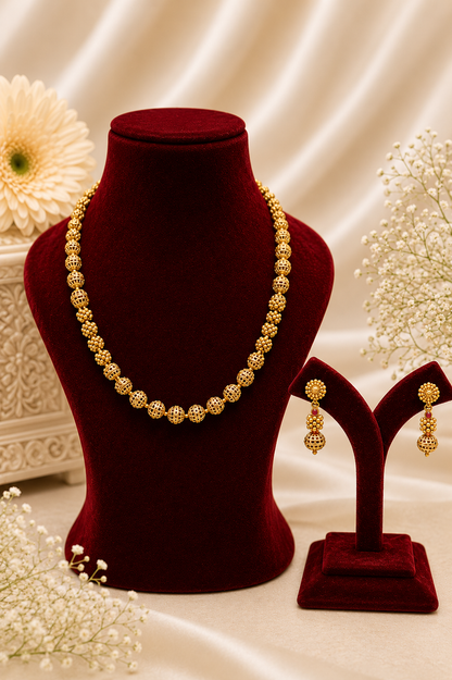 Antique Gold-Plated Beaded Necklace Set