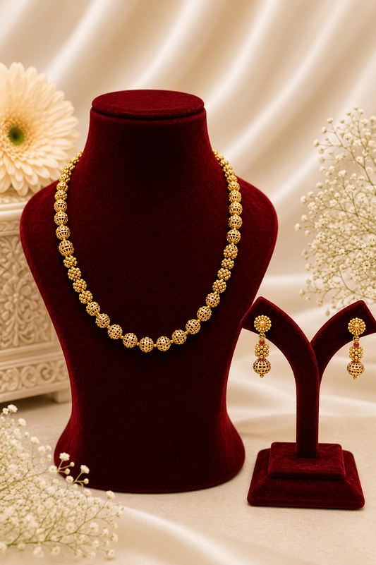 Antique Gold-Plated Beaded Necklace Set