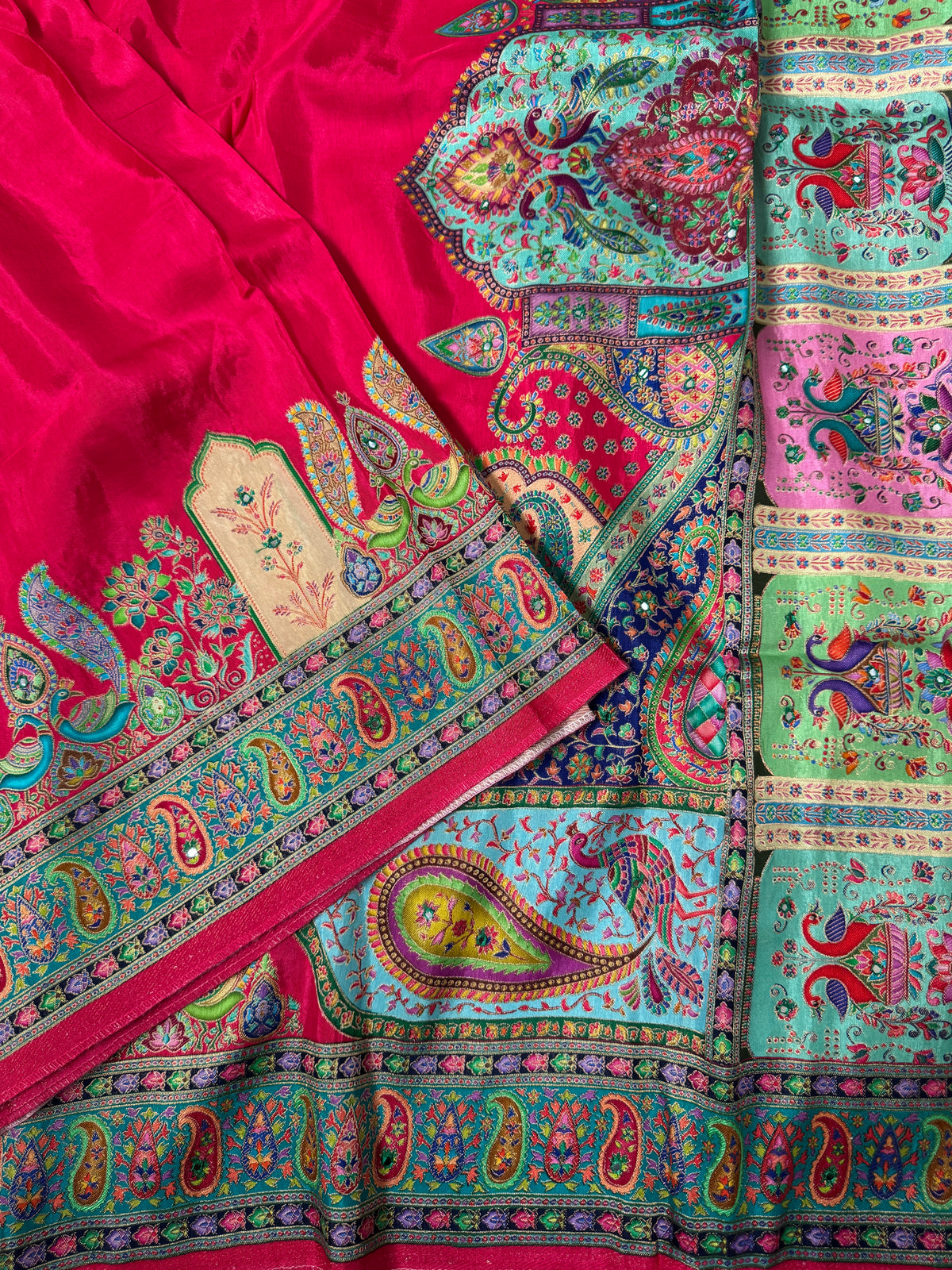 Kashmiri Pashmina Kani Silk Saree – Pink