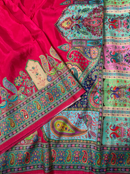 Kashmiri Pashmina Kani Silk Saree – Pink