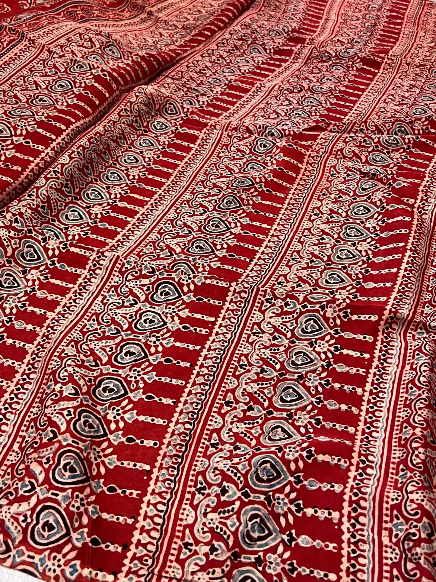 Pure Modal silk with Handblock Ajrakh prints – Maroon