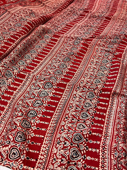 Pure Modal silk with Handblock Ajrakh prints – Maroon