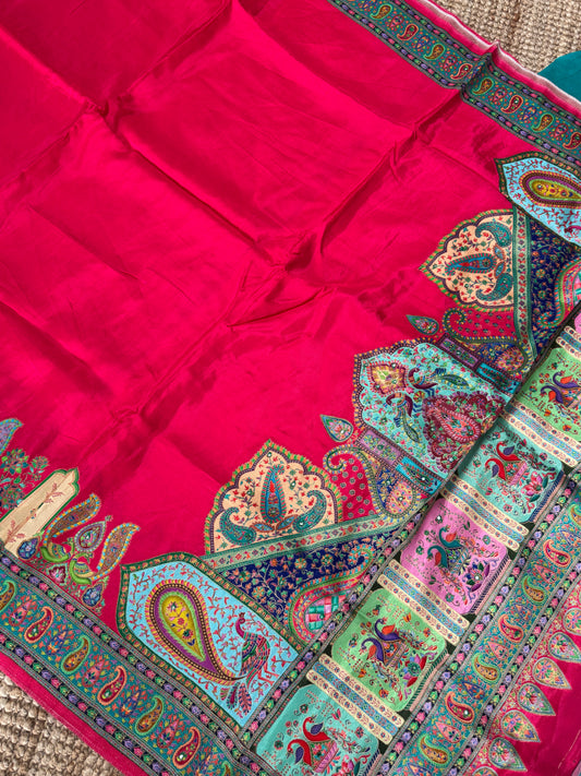Kashmiri Pashmina Kani Silk Saree – Pink