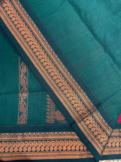 Kalyani Silk Cotton Saree - Red & Green