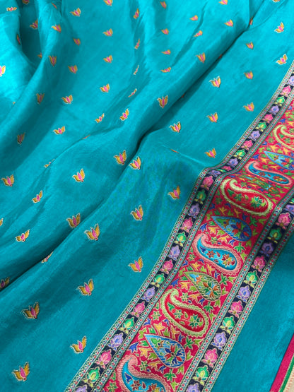 Kashmiri Pashmina Kani Silk Saree – Pink