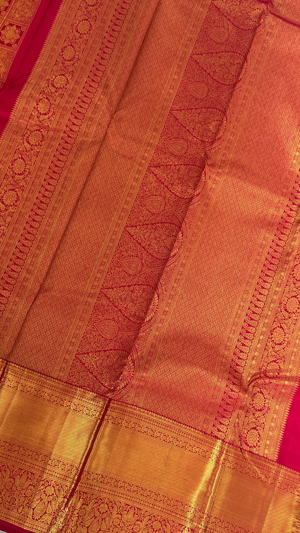 Bridal Red Pure Kanchivaram Silk Saree with Rich Gold Zari Border|Silk Mark Certified