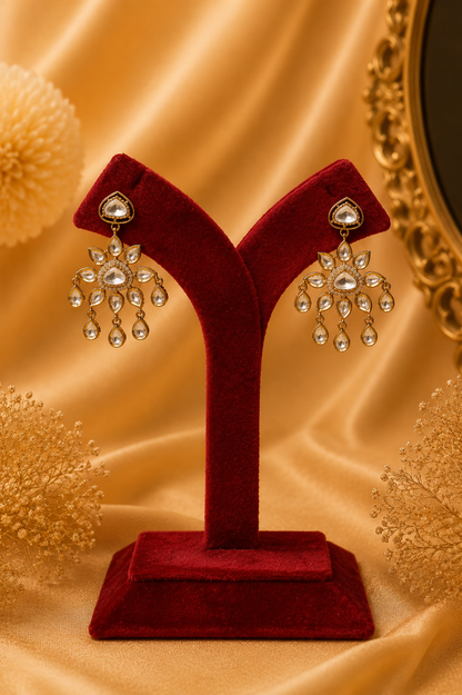 Antique Gold-Plated Polki-Inspired Statement Necklace Set