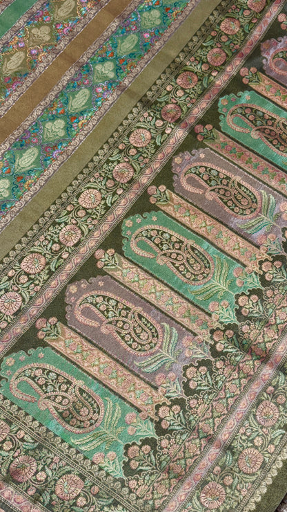 Pure Mellow Tissue Banarasi Silk Saree with Floral Patterns-Gold