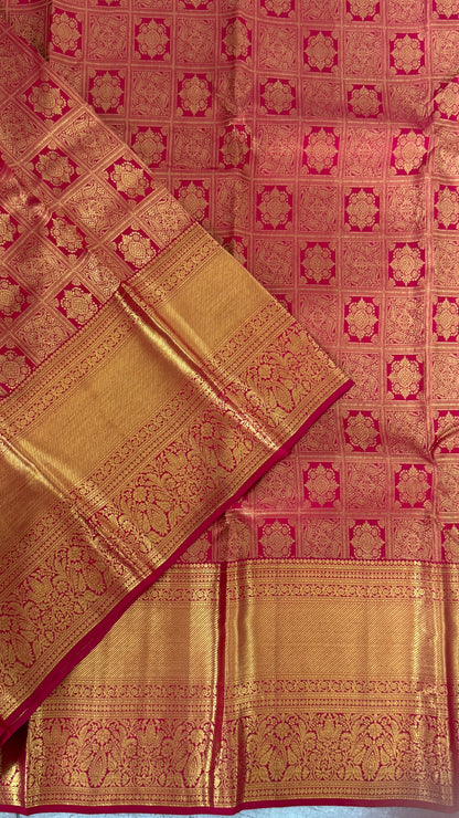 Bridal Red Pure Kanchivaram Silk Saree with Rich Gold Zari Border|Silk Mark Certified