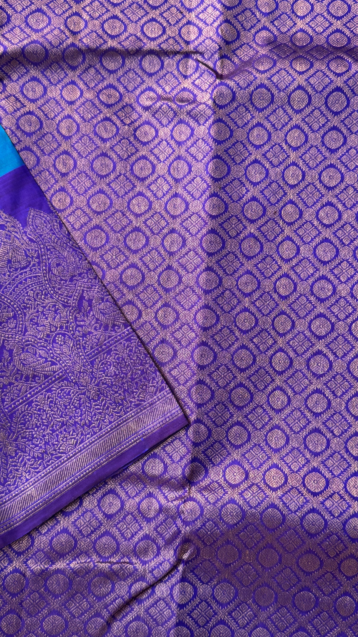 Pure Kanchipuram Silk Saree in Blue and Purple |Silk Mark Ceritified