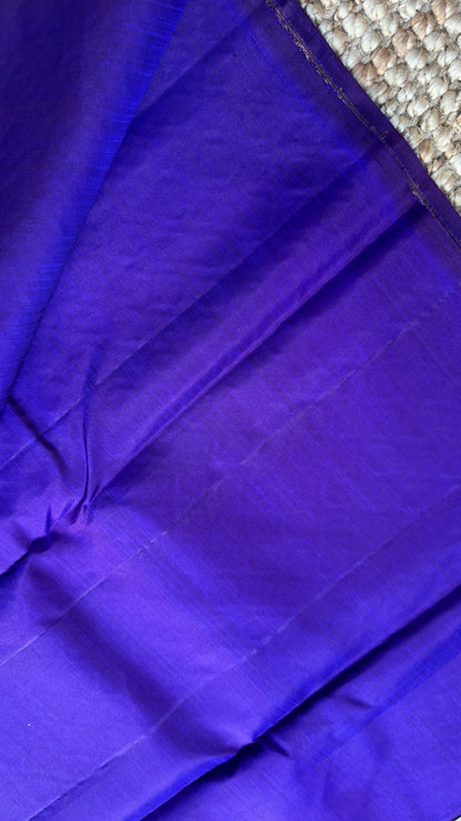 Pure Kanchipuram Silk Saree in Blue and Purple |Silk Mark Ceritified