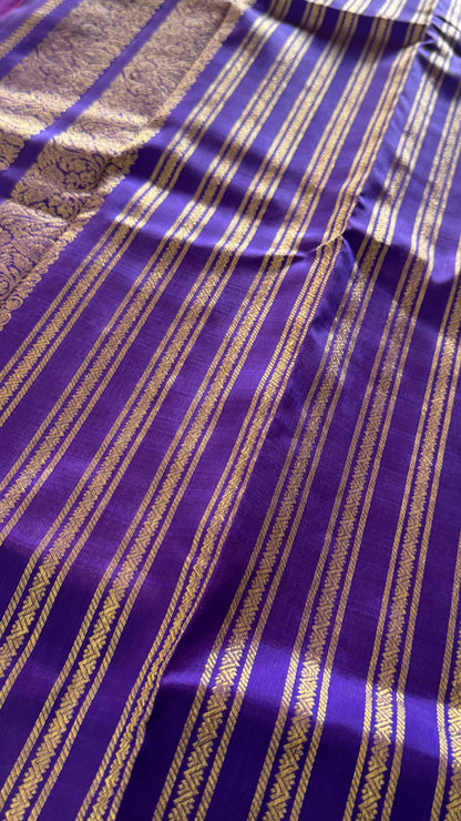 Vintage Wash Pure Kanchipuram Silk Saree – Regal Purple with Royal Purple Contrast | Silk Mark Certified