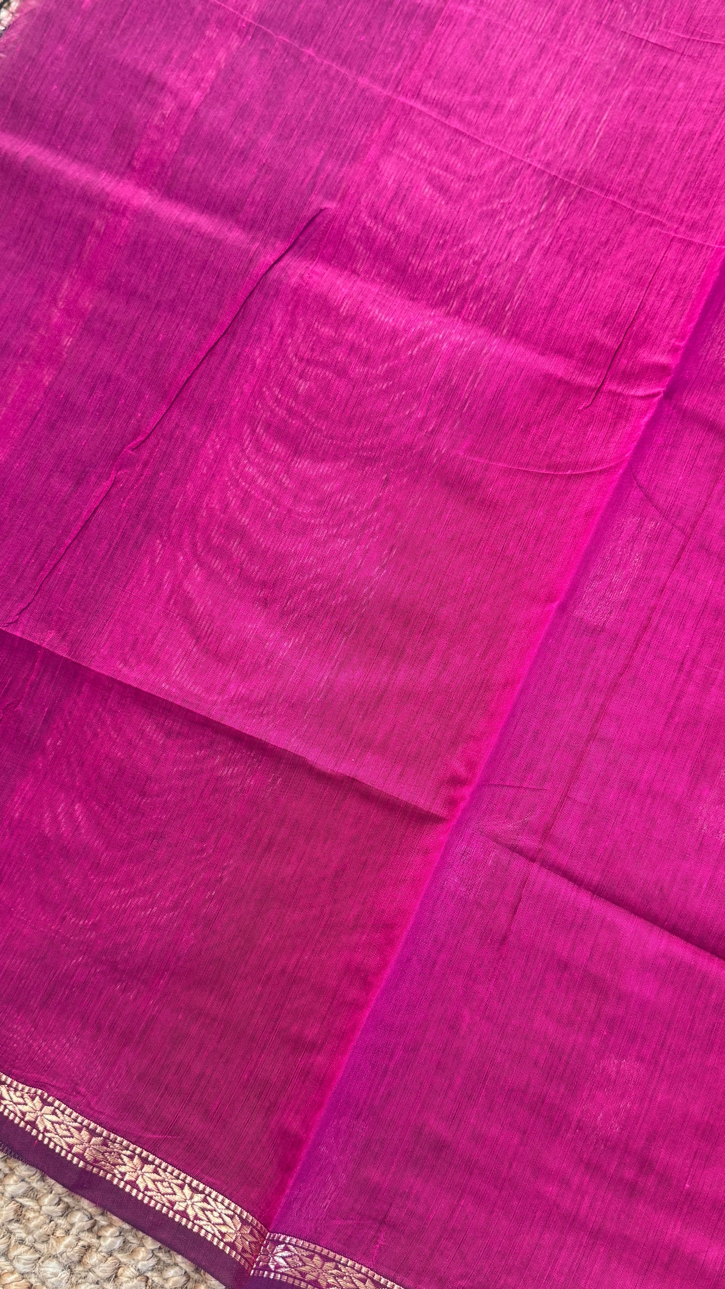 Maheshwari Silk Cotton Saree | Emerald Green With Pink