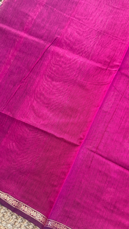 Maheshwari Silk Cotton Saree | Emerald Green With Pink