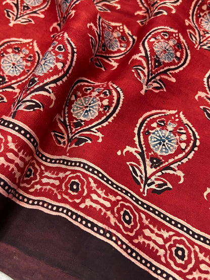 Pure Modal silk with Handblock Ajrakh prints – Maroon