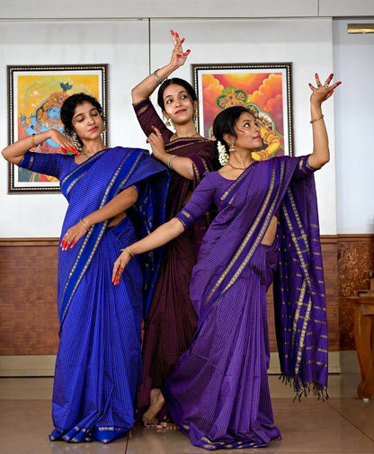 Pure Hand-Woven Checkered Cotton Silk Saree - Pink