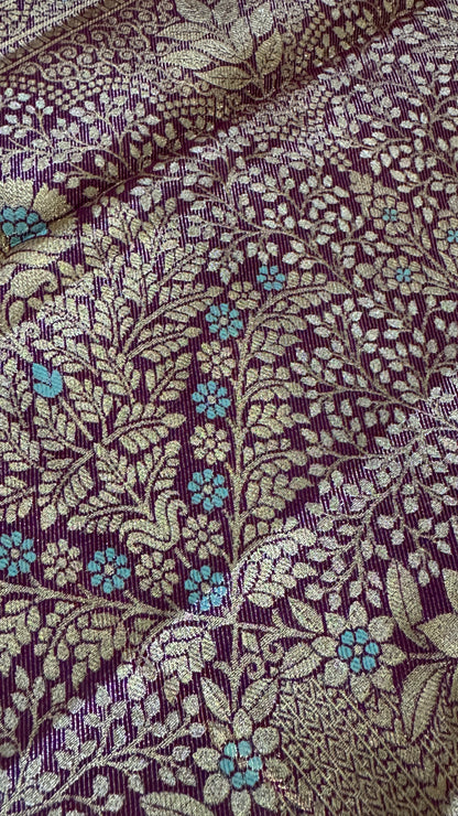 Semi Silk Mini Kanchivaram Tissue Saree – Light Mint Green & Magenta