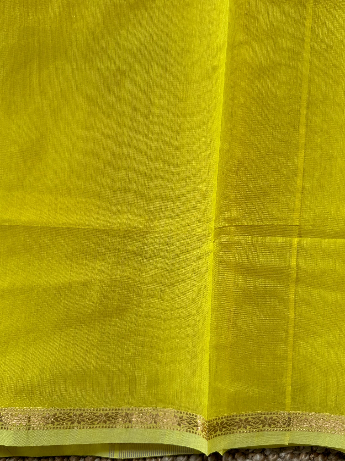 Maheshwari Silk Cotton Saree | Lemon Yellow