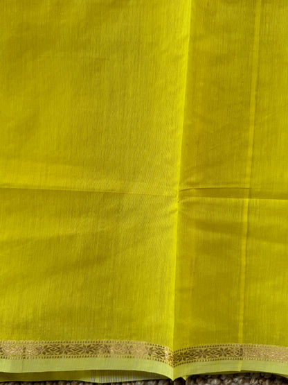 Maheshwari Silk Cotton Saree | Lemon Yellow