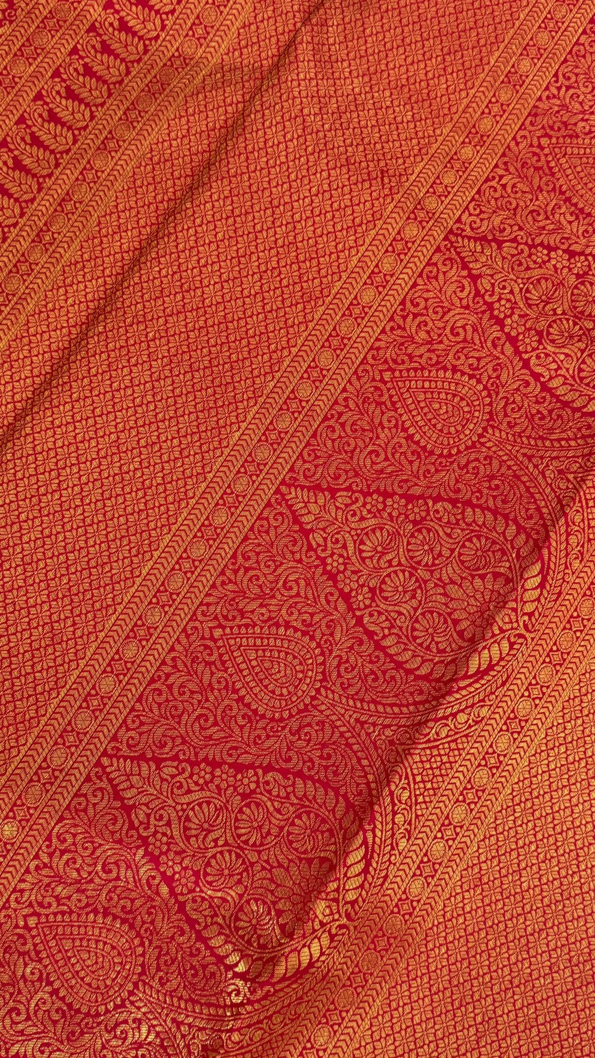 Bridal Red Pure Kanchivaram Silk Saree with Rich Gold Zari Border|Silk Mark Certified