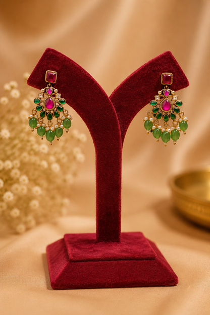 Statement Royal Emerald & Ruby Jadau Choker Set with Earrings