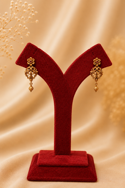 Antique Gold-Plated Necklace Set with Layered Bead Danglings