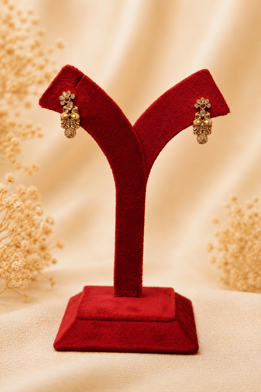 Classic Elegant Antique Gold-Plated Temple Necklace Set with Coin Motifs