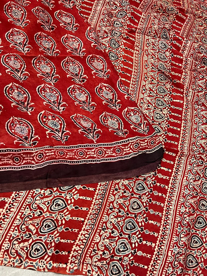 Pure Modal silk with Handblock Ajrakh prints – Maroon