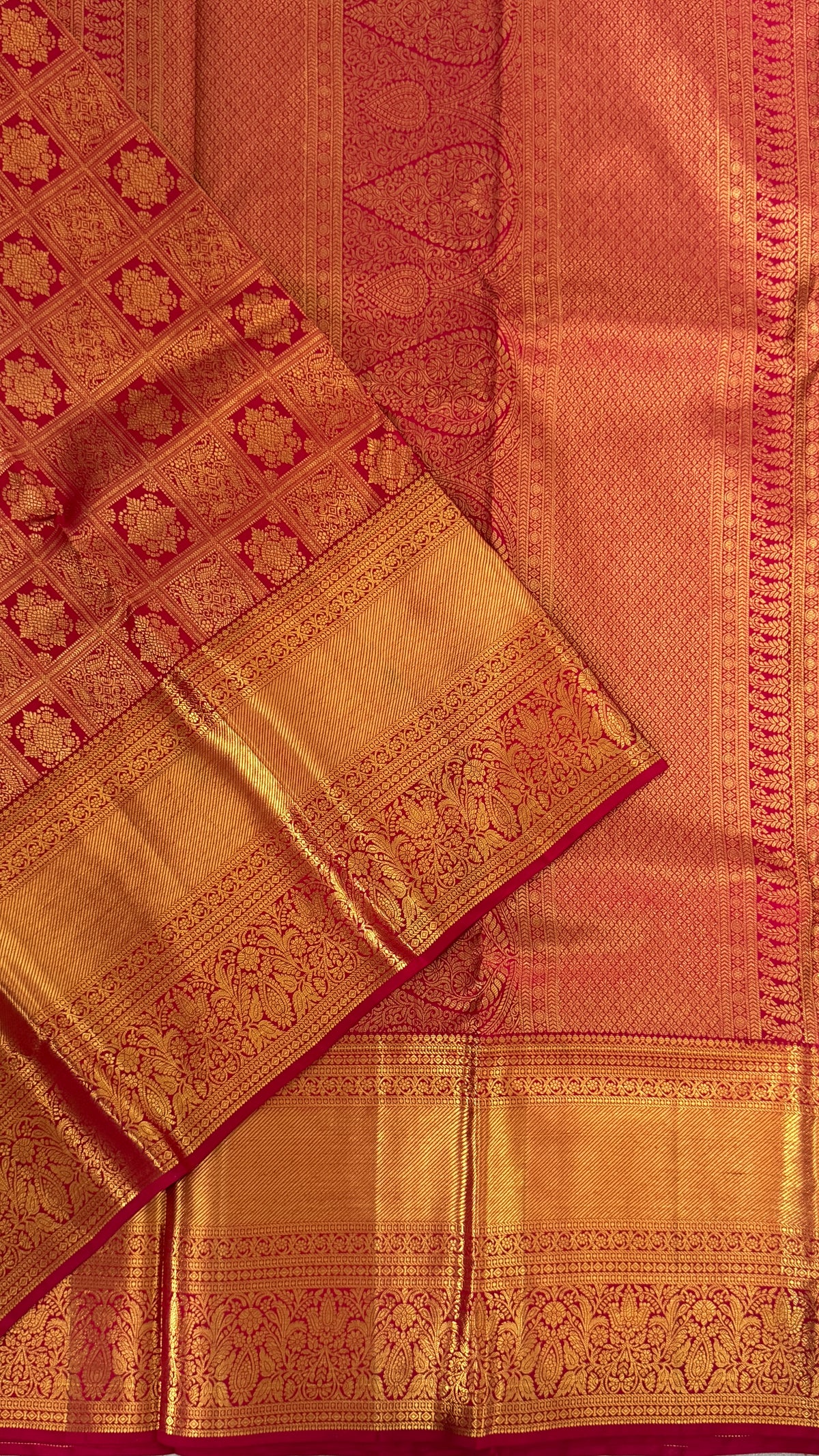 Bridal Red Pure Kanchivaram Silk Saree with Rich Gold Zari Border|Silk Mark Certified