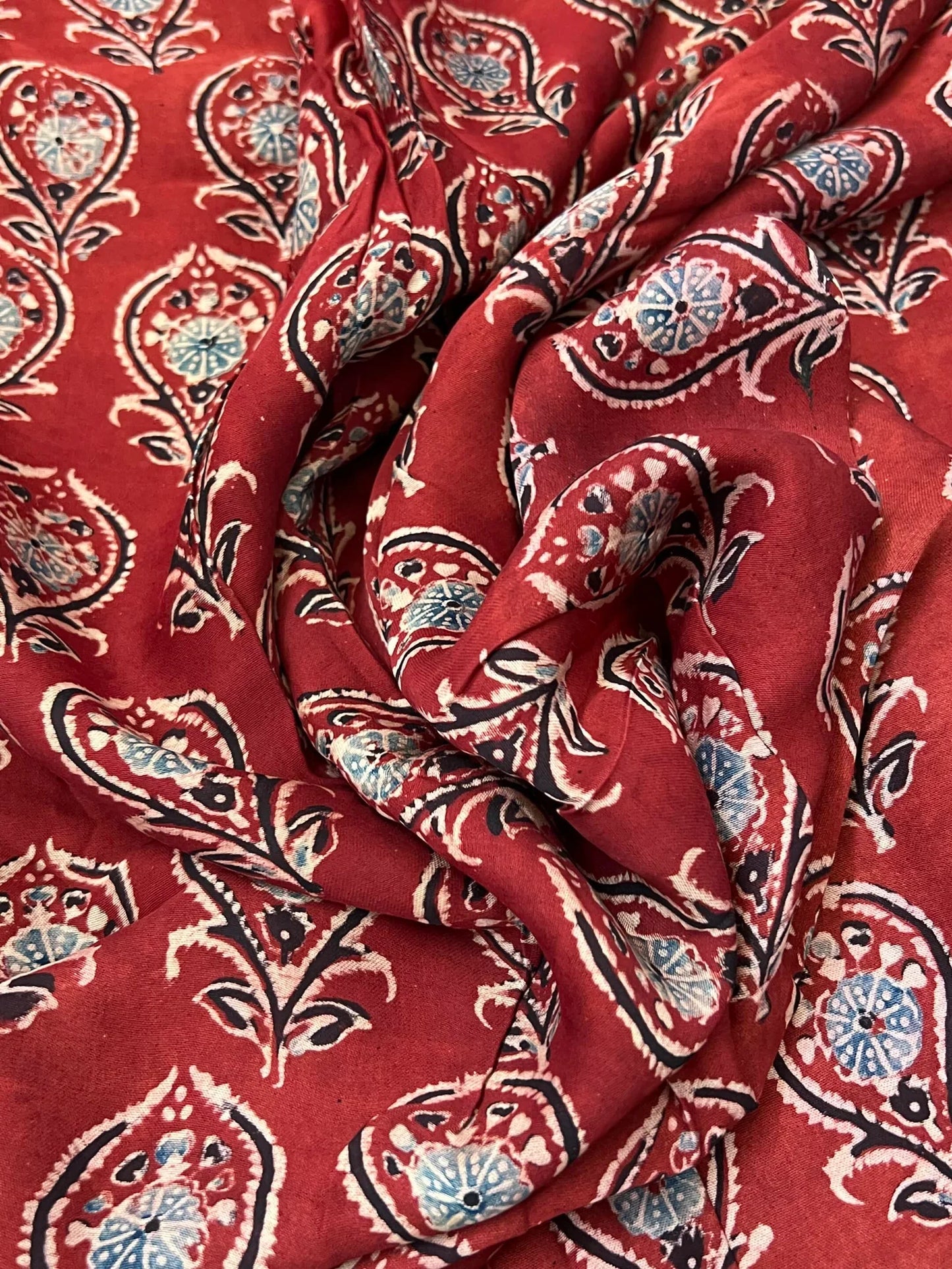 Pure Modal silk with Handblock Ajrakh prints – Maroon