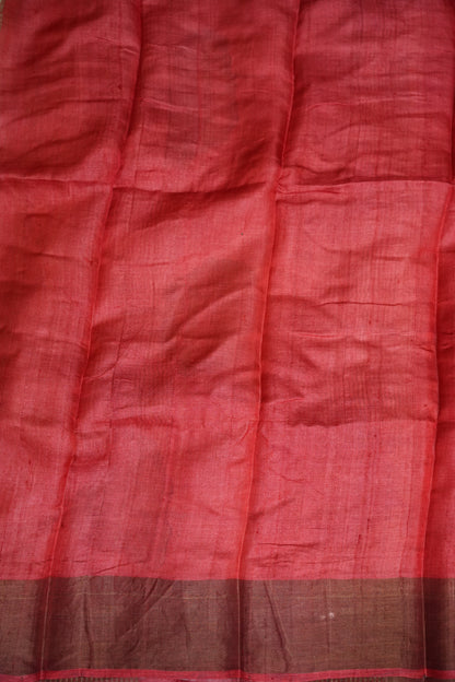Pure Tussar Silk Saree in Beige with Hand Painted Pen Kalamkari Pichwai Lotus Art | Silk Mark Certified