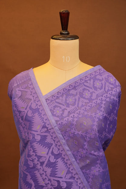 Handloom Jamdani Cotton Saree - Purple