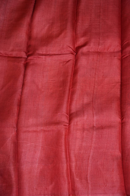 Pure Mulberry Silk Saree in Coral Red with Hand Painted Pen Kalamkari Art | Silk Mark Certified