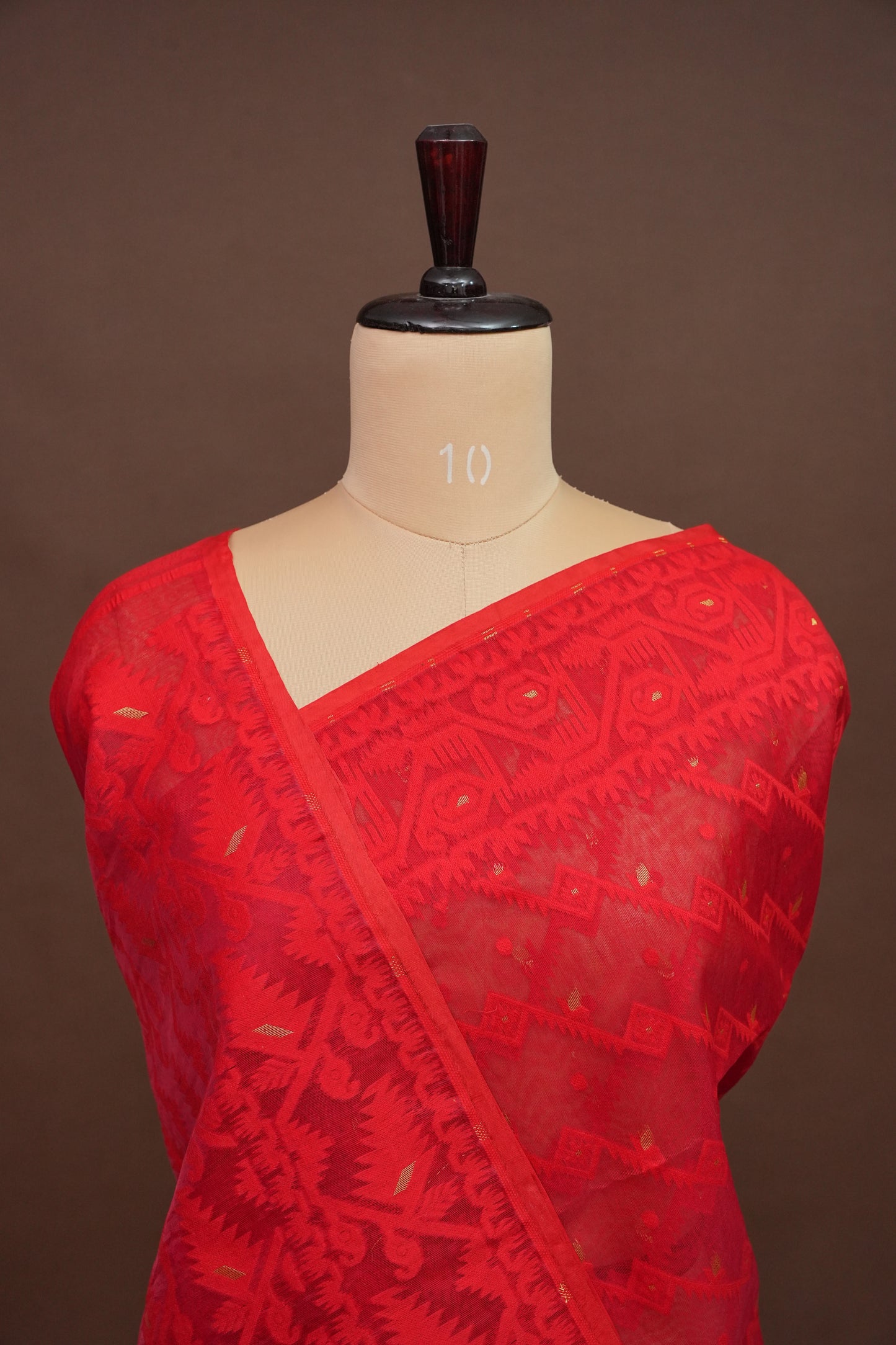 Handloom Jamdani Cotton Saree - Red