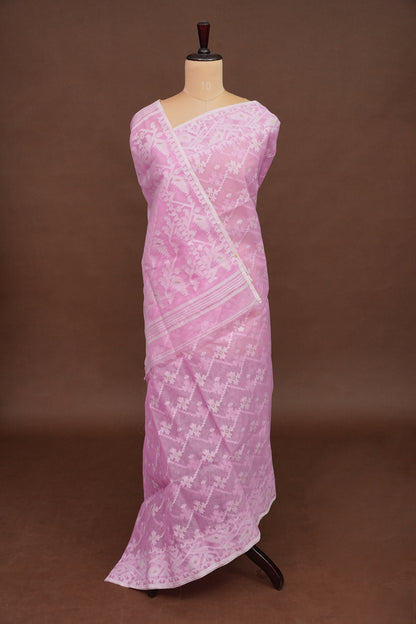 Handloom Jamdani Cotton Saree - Baby Pink