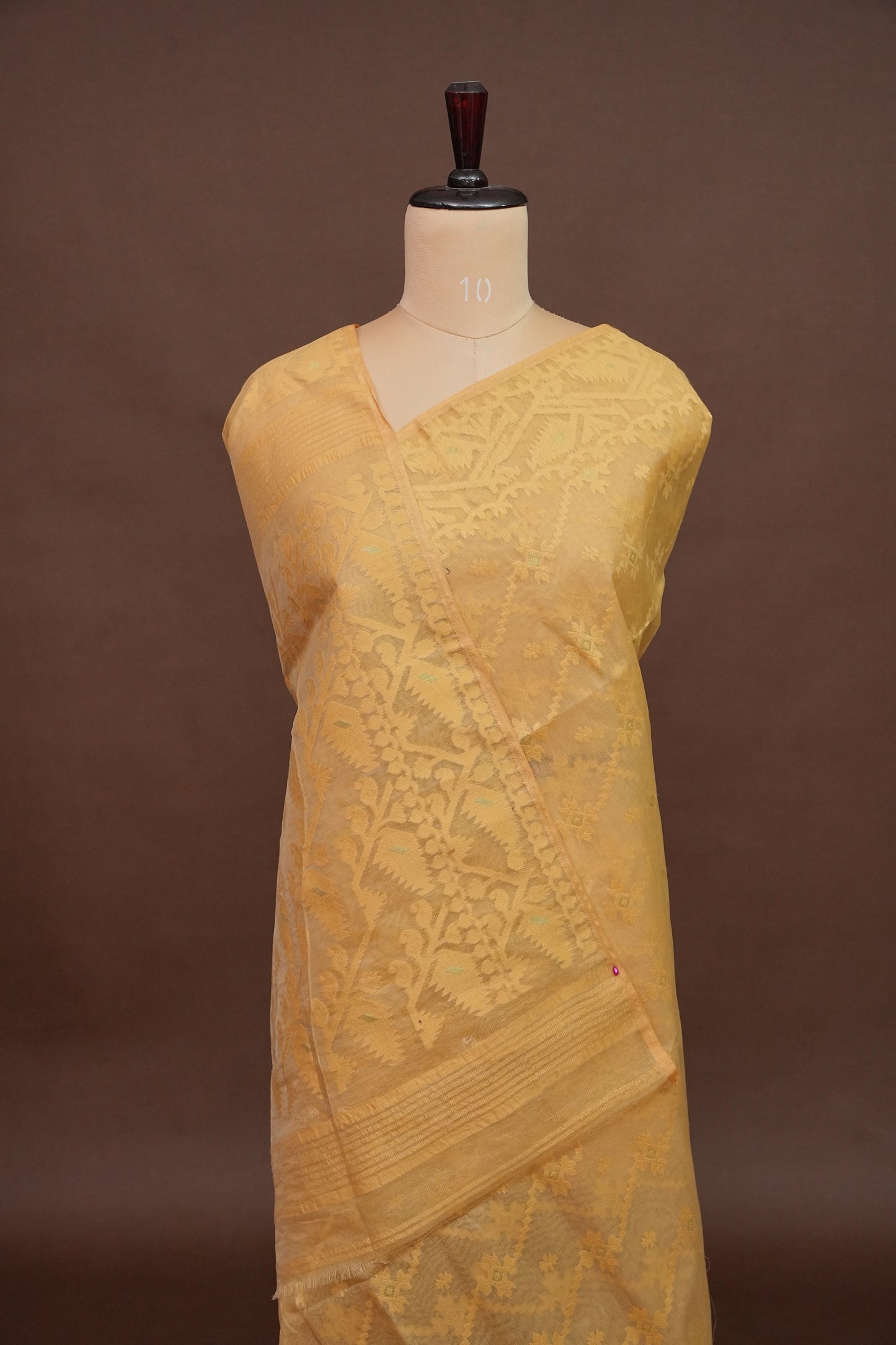 Handloom Jamdani Cotton Saree - Light Brown