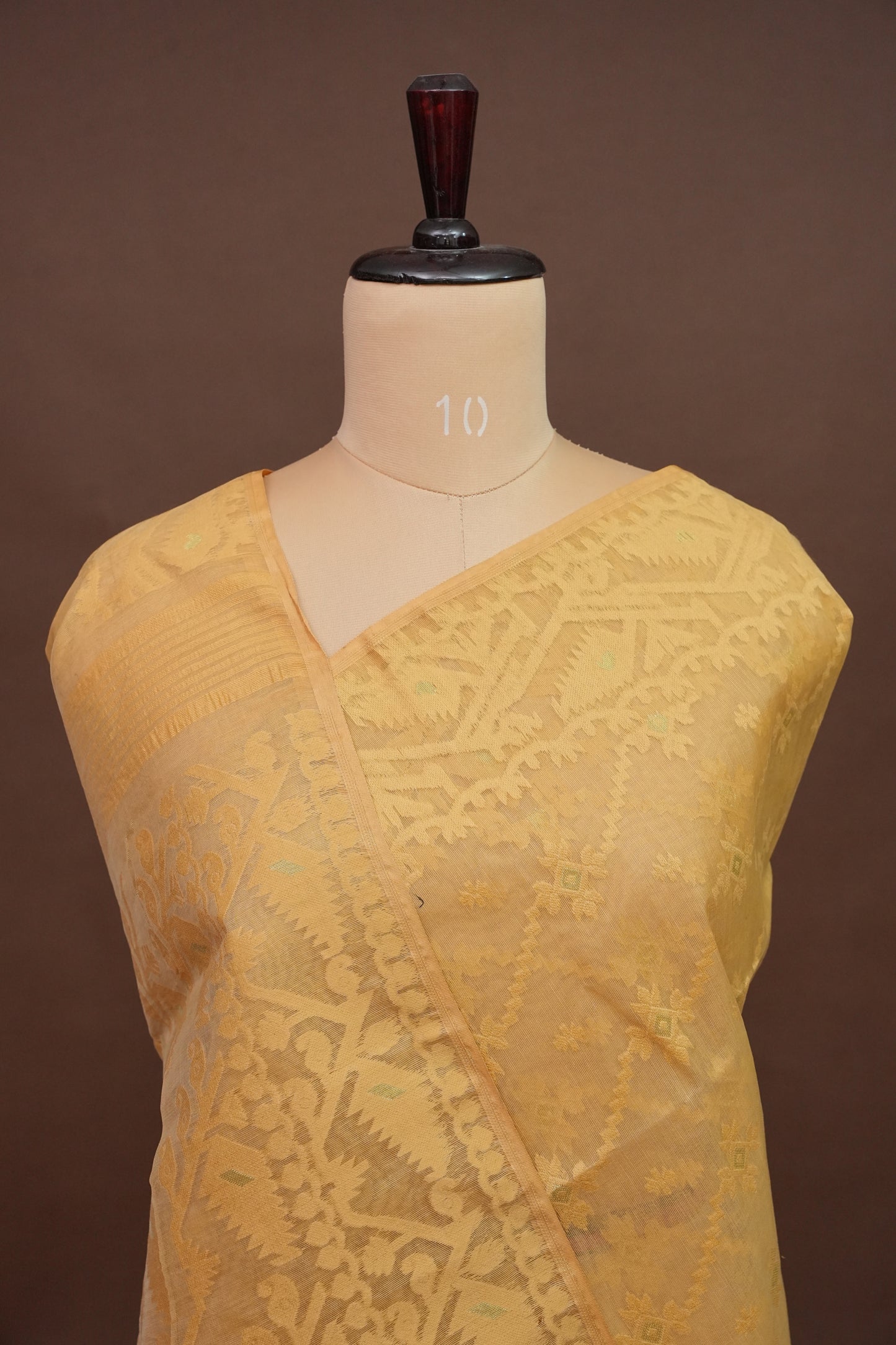 Handloom Jamdani Cotton Saree - Light Brown