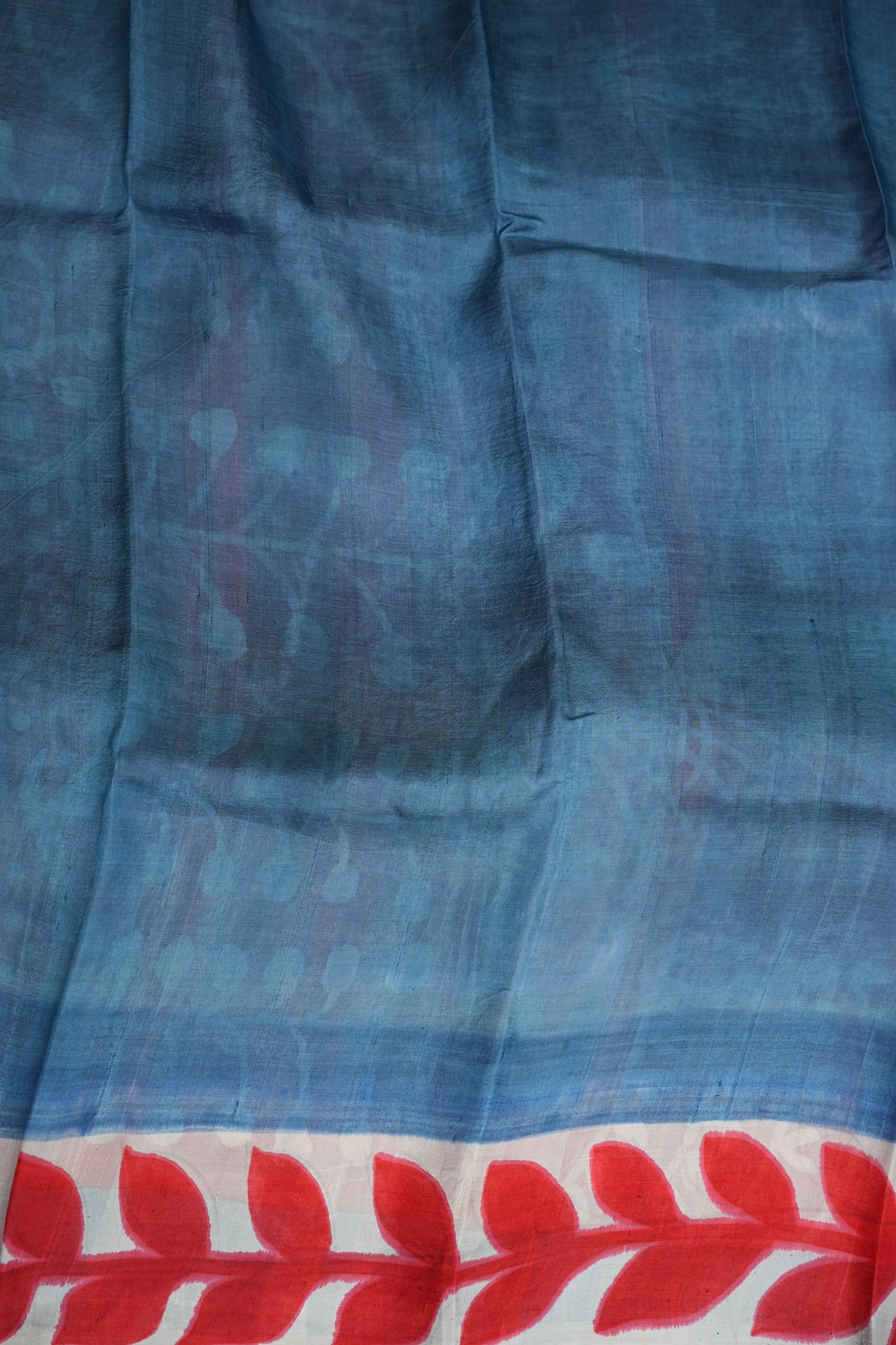 Pure Mulberry Silk Saree in Half White with Handmade Block Print | Silk Mark Certified